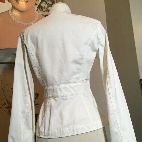Jimmy Taverniti White Snap Front Military Jacket - Picture 7 of 12